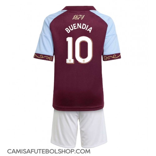 Camisa de time de futebol Aston Villa Emiliano Buendia #10 Replicas 1º Equipamento Infantil 2025-26 Manga Curta (+ Calças curtas)